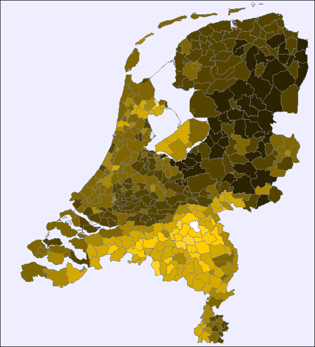 Distribution of the male first name Hendrik over The Netherlands