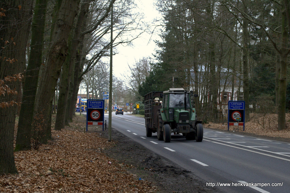 A tractor leaving the village Leersum