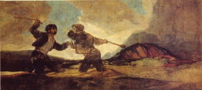 Francisco Goya - Black Paintings - Two men fighting with clubs