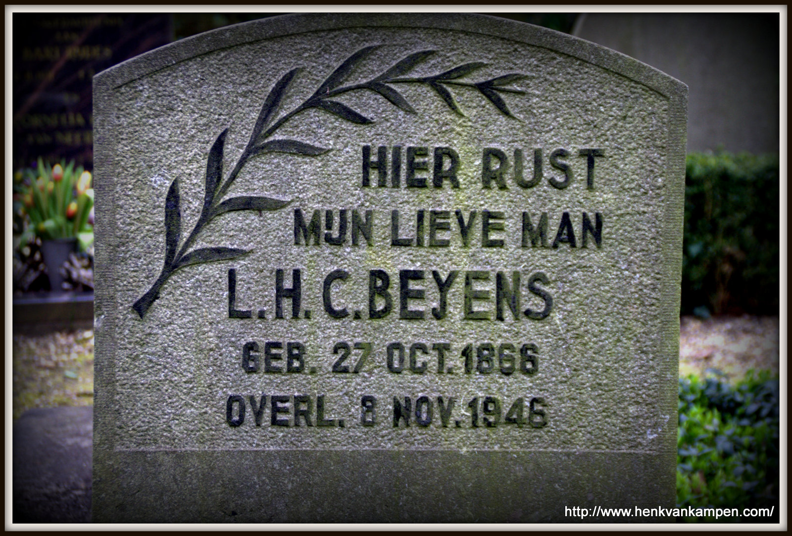 Tombstone of Louis Henri Corneille Beijens, Kerkveld cemetery, Nieuwegein