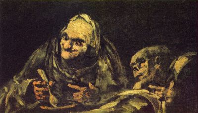 Francisco Goya - Black Paintings - Two old people eating