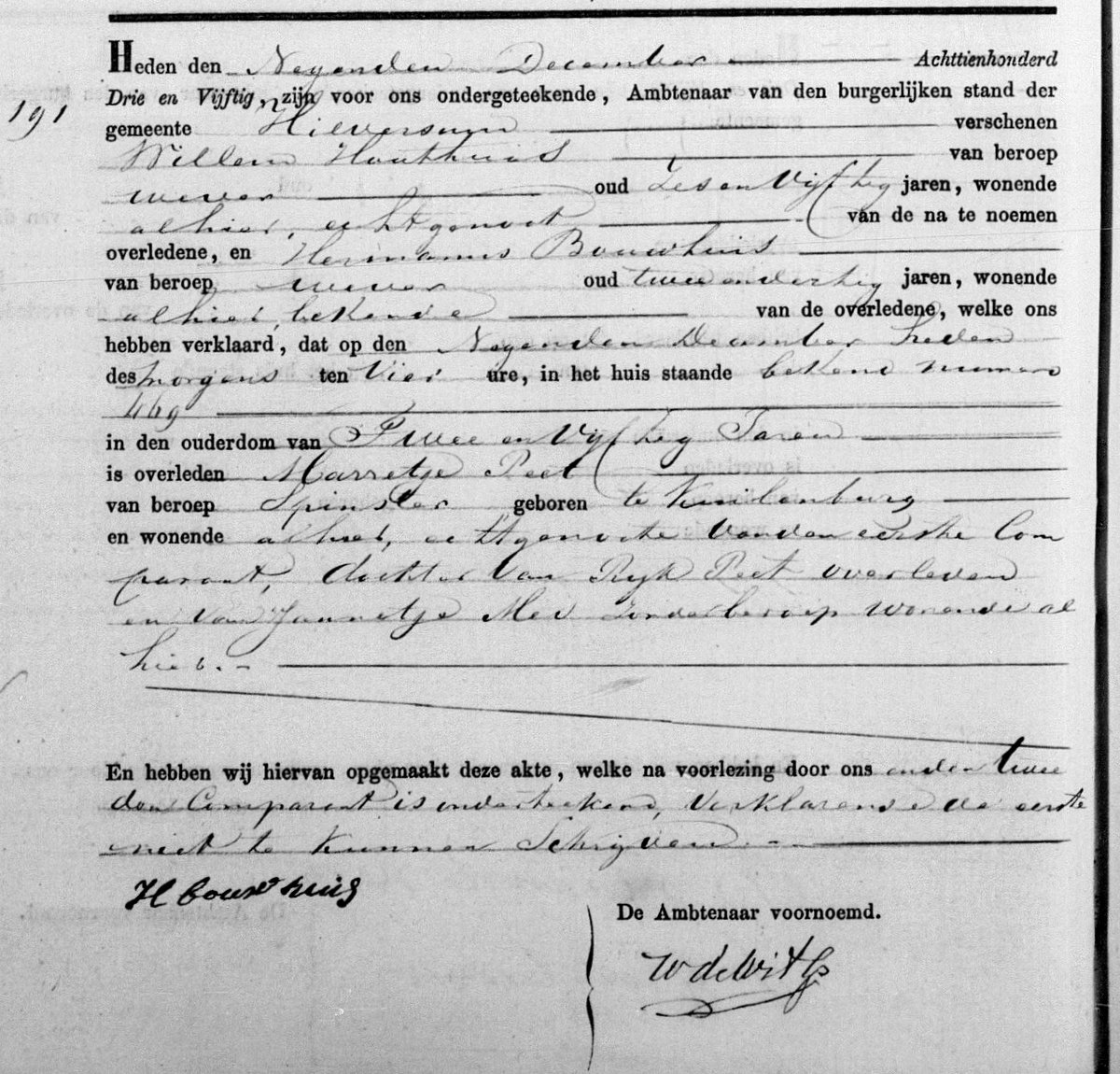Death certificate of Marretje Peet