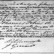 Death certificate of Johannes Petrus de Bresser